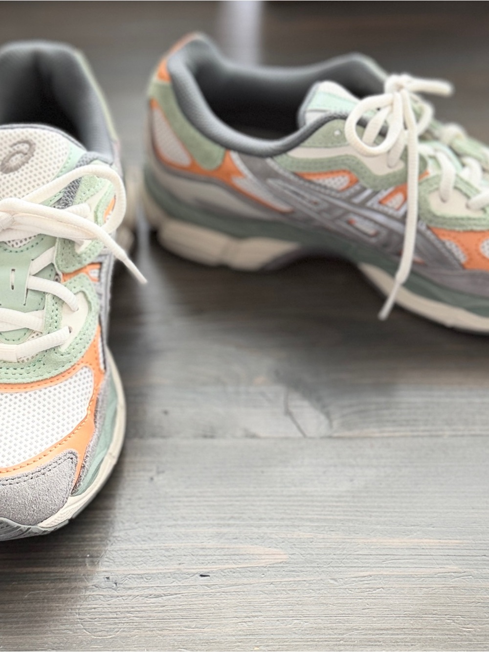 Asics Gel NYC Cream Clay Grey Men's Mint Green and Orange Running Sneakers